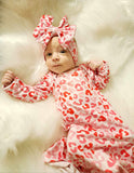 Pink & red leopard knotted gown and headband set