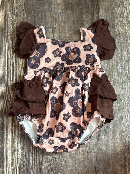 Brown ruffle romper