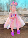 Rainbow Star Strap Tulle Dress