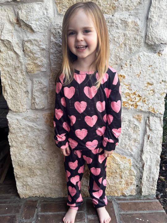 Pink Hearts Pj Set