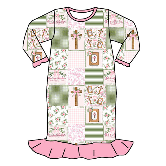 PRE ORDER CLOSES 12/14 Psalm 46:5  long sleeve girl gown bamboo - EARLY march delivery