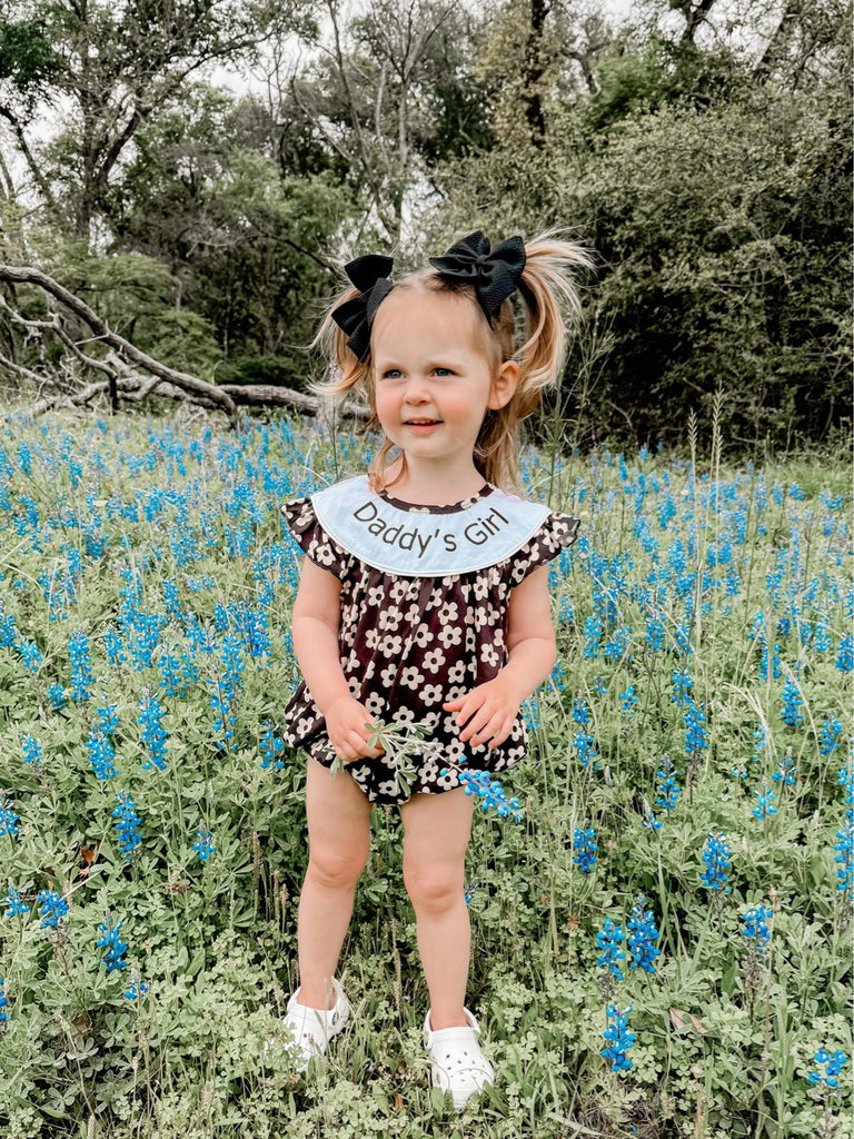 Cream and black floral daddy’s girl Romper