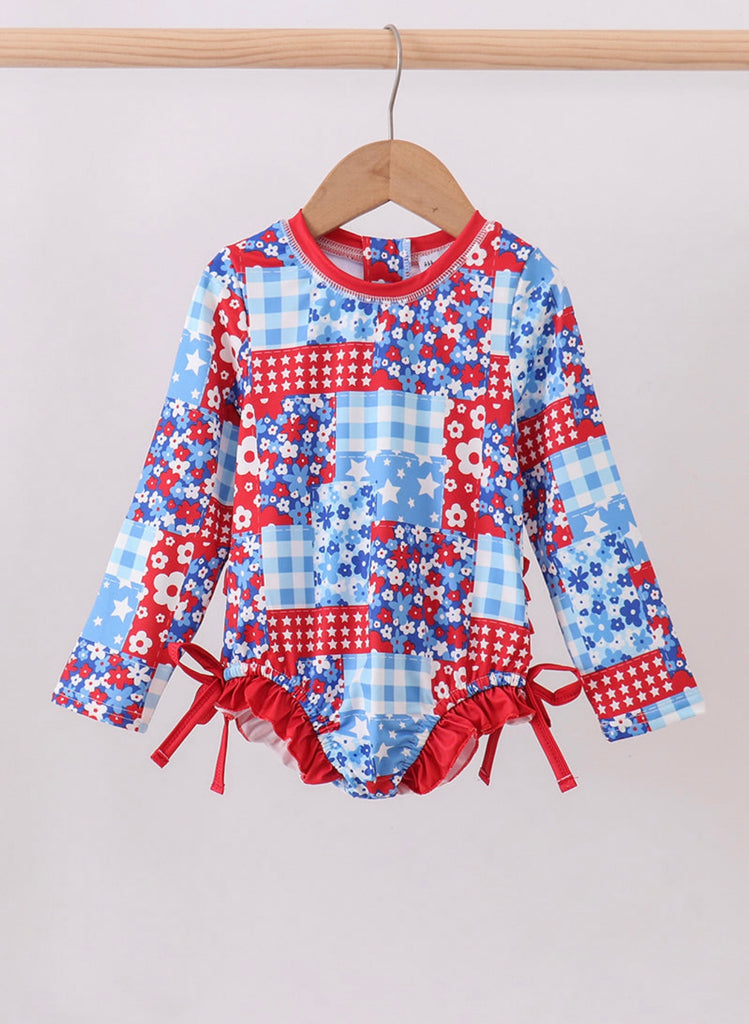 RWB floral Rash guard Swimsuit