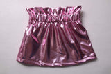 Metallic cinched skirt - light pink