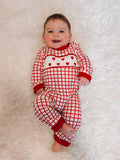 Smocked heart boy Romper