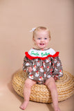 Santa baby smocked ruffle romper