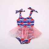 RWB Bows mesh skirted romper