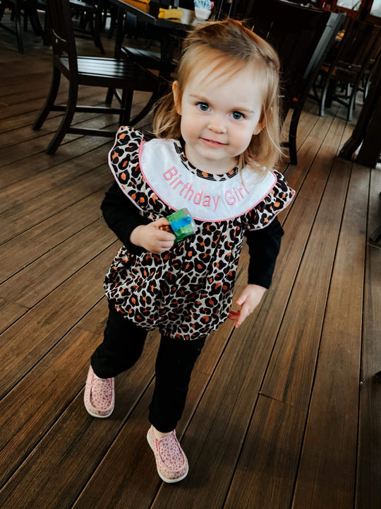 Birthday girl leopard romper