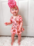Leopard hearts skirted romper