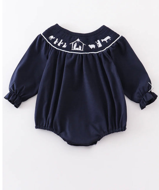 Nativity smocked romper