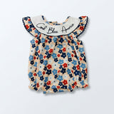 God bless America embroidery romper