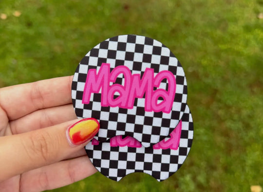 Car coaster set - checkered mama
