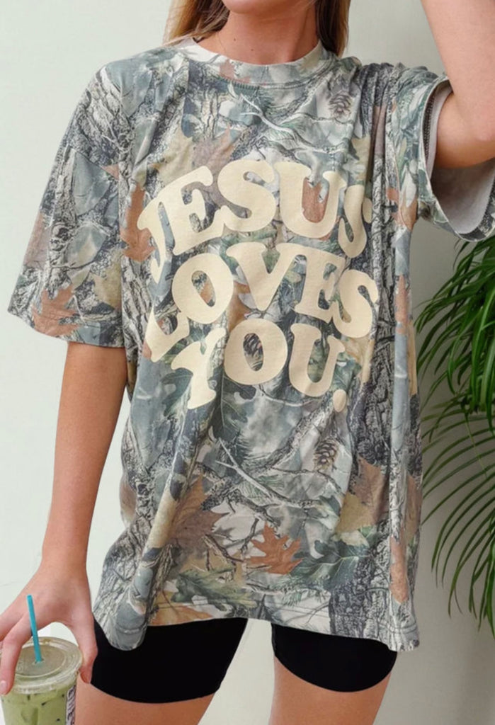 Jesus loves you camo tee