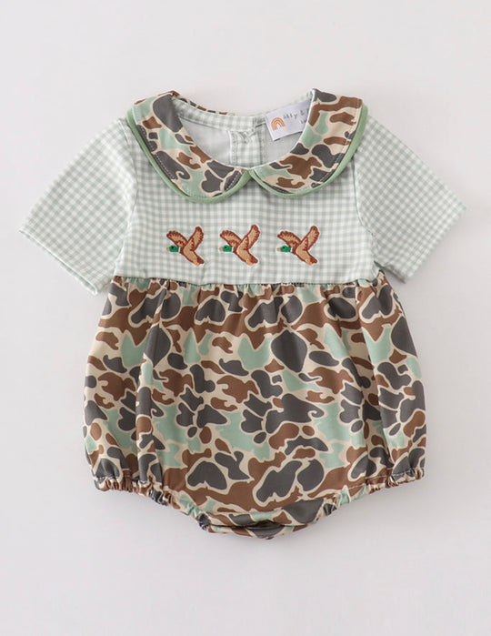 Camo duck embroidery romper