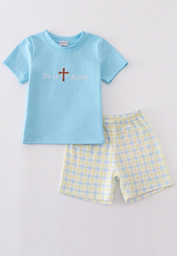 Blue he is risen boy set