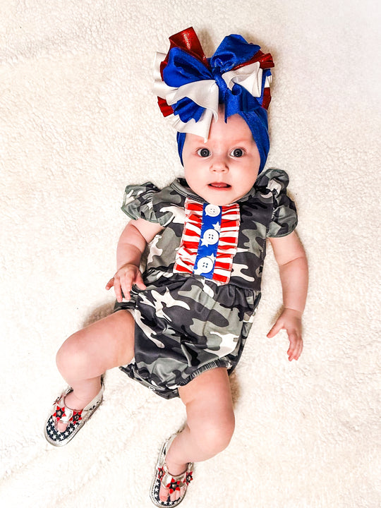 Camo patriotic romper