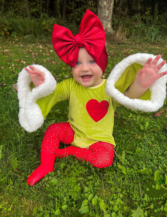 Velvet green heart bell leo