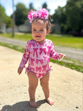 Pink bows rash guard Swimsuit