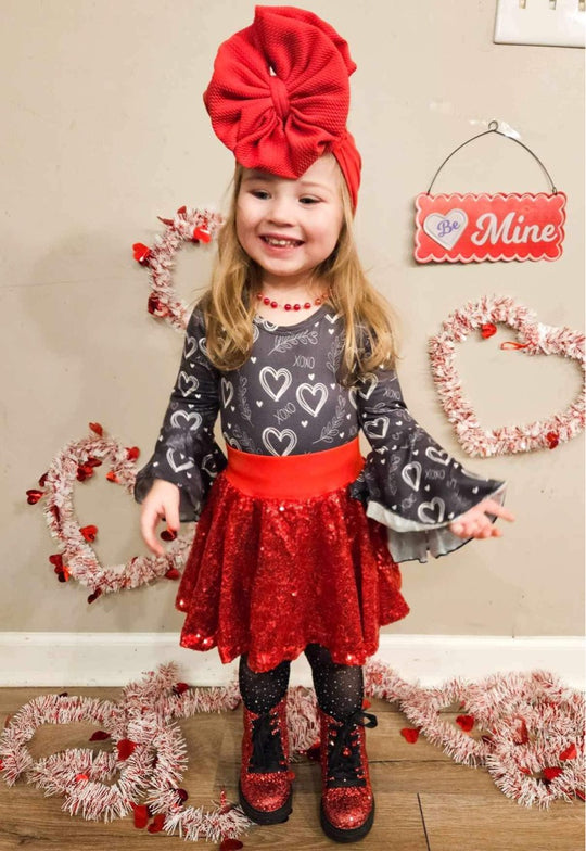 Red skirted sequin bummies