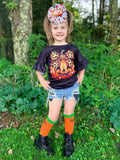 Pumpkin bow ruffle top