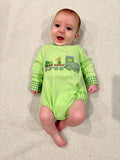 Green train clover romper