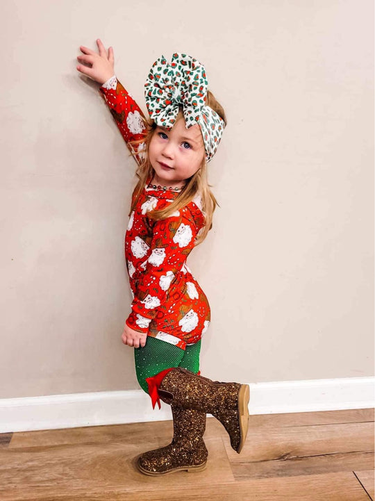 Cowboy Christmas Ribbed Hooded romper