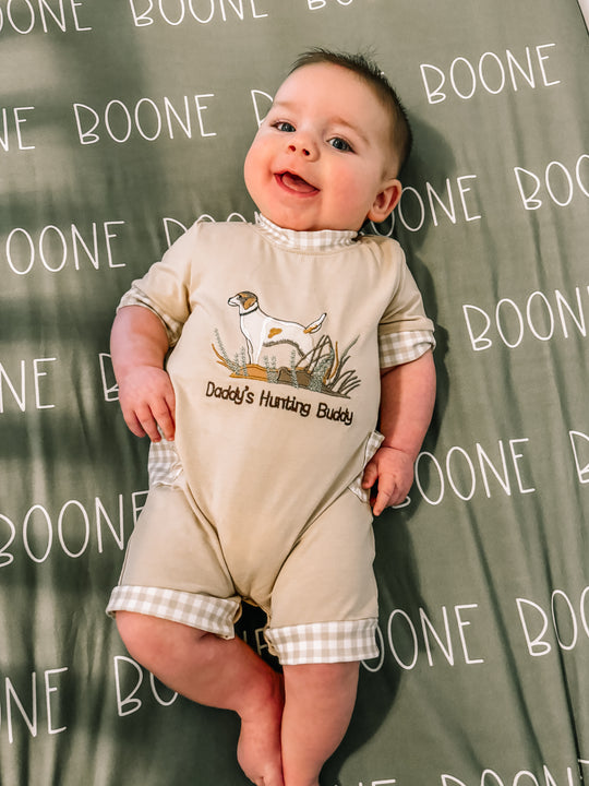 Daddy’s hunting buddy embroidery romper