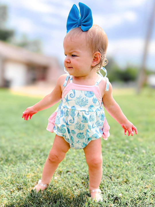 Beach shell ruffle bubble romper