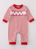 Smocked heart boy Romper