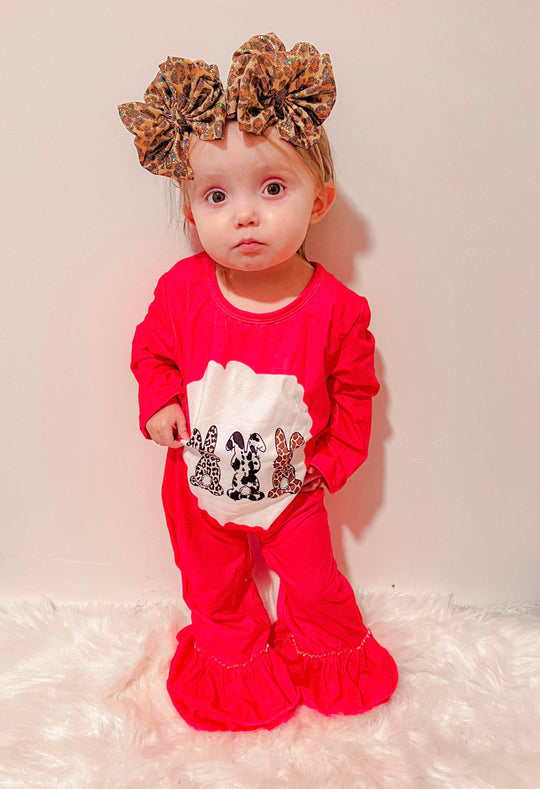 Leopard and cow bunny Romper