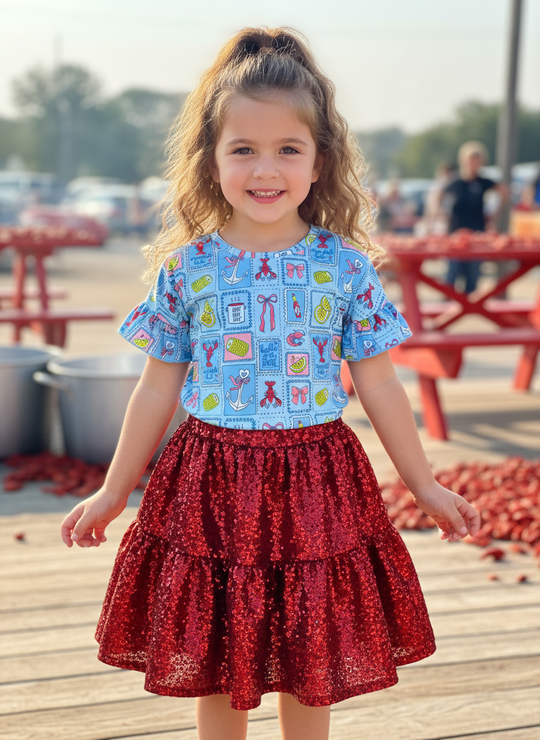 Crawfish boil ruffle tee
