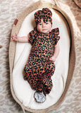 Leopard flutter gown and headband set