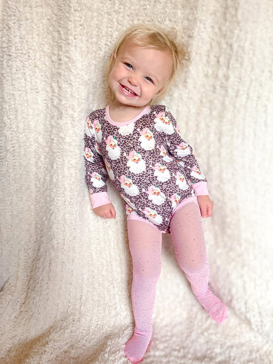 Pink leopard santa long sleeve leo