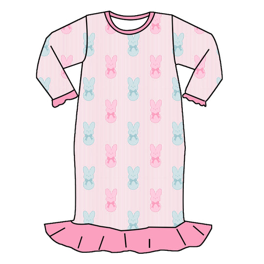 PRE ORDER CLOSES 12/14 pink peeps long sleeve girl gown bamboo - EARLY march delivery