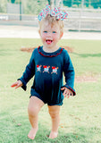 Navy baseball girl romper