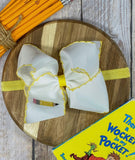 Pencil moon stitch bow headband