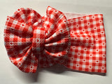 Red heart plaid messy wrap