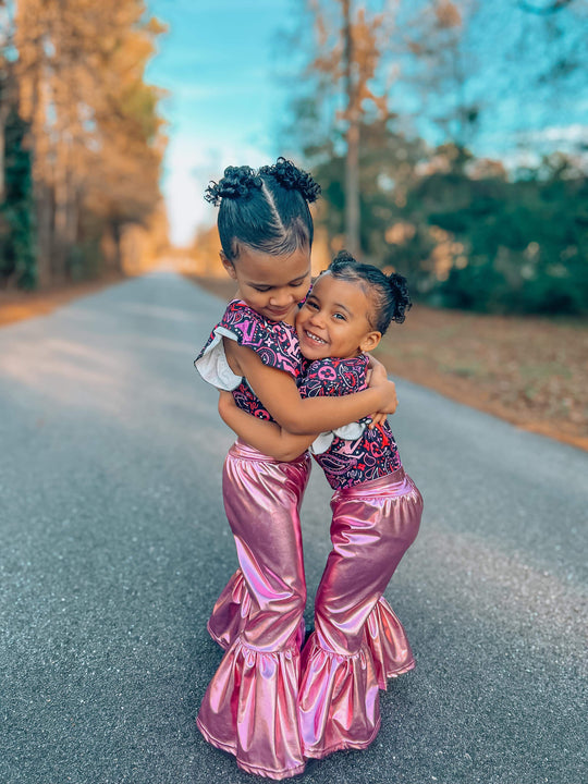 Light pink metallic Bell pants