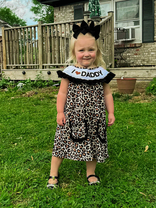 Smocked leopard I love daddy Dress