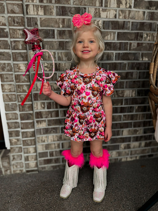 Pink highland skirted romper