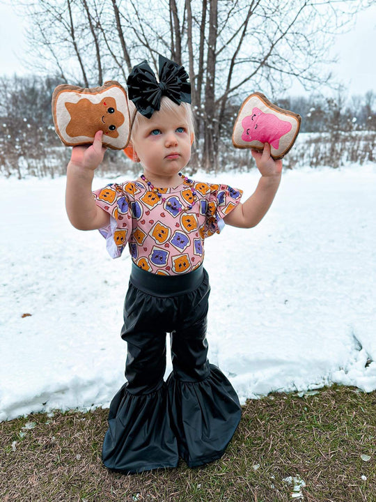 Black pleather Bell pants