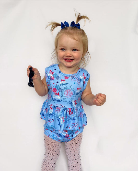 Red white boujee peplum set