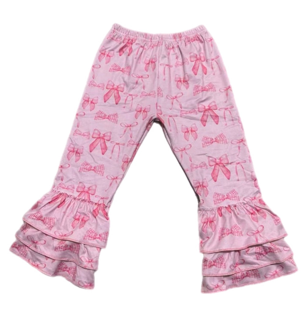 Pink bows ruffle pants