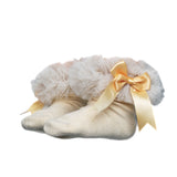 Ruffle socks with bow- champagne