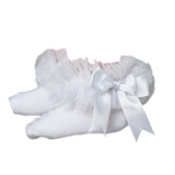 Ruffle socks with bow- white