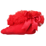 Ruffle socks with bow- red