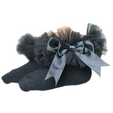 Ruffle socks with bow- black