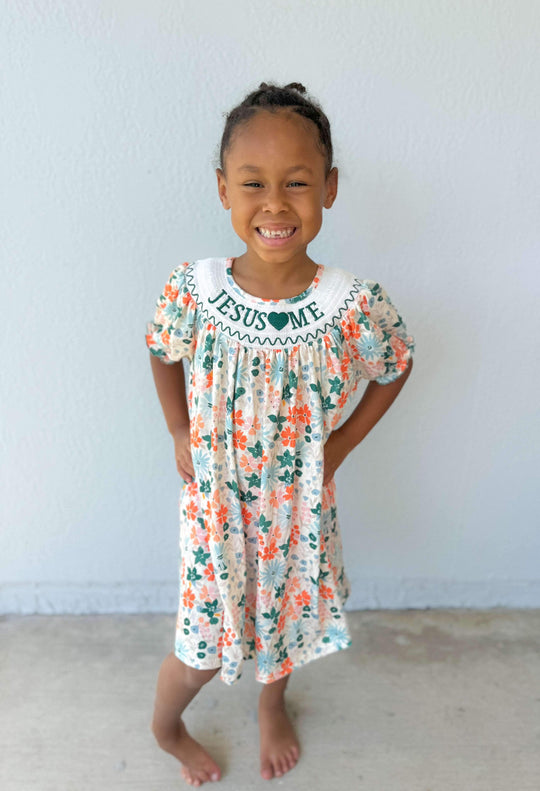Jesus Loves me smocked dress
