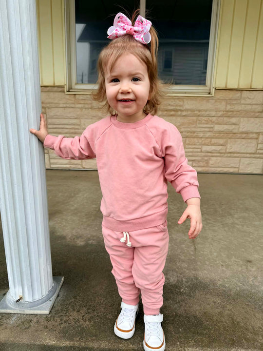 Brushed French terry jogger set- pink