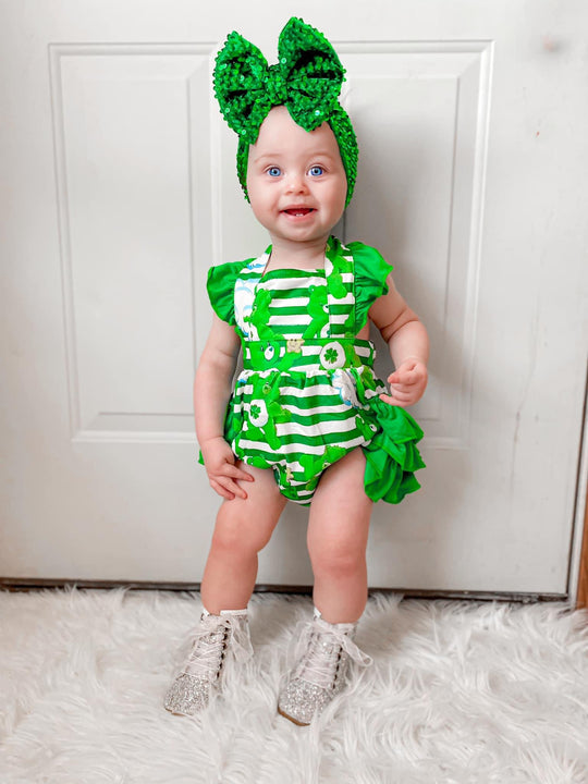 Clover bear ruffle romper